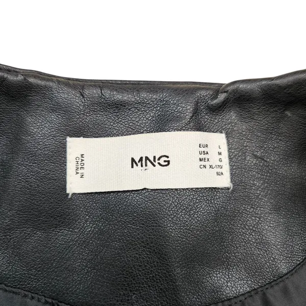 Mango MNG Faux Leather Biker Moto Jacket Womens Medium Black Zip - Image 3