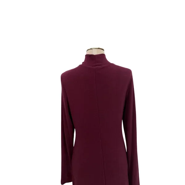 Marine Layer Lexi Mockneck Midi Dress Merlot Ribbed‎ Tencel Soft Stretch Large - Image 8