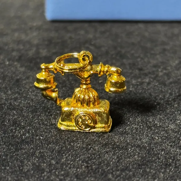 Vintage Avon French Telephone Charm 14K Gold Electroplate Original Box NOS - Image 6