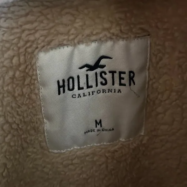 Hollister Women’s Fleece Cropped Sweater Pullover Quarter Zip Size M Tan - Image 3