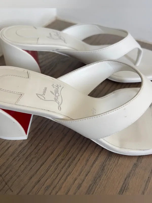 Christian Louboutin Janetonga 55mm Leather Thong Sandals in White - Image 6