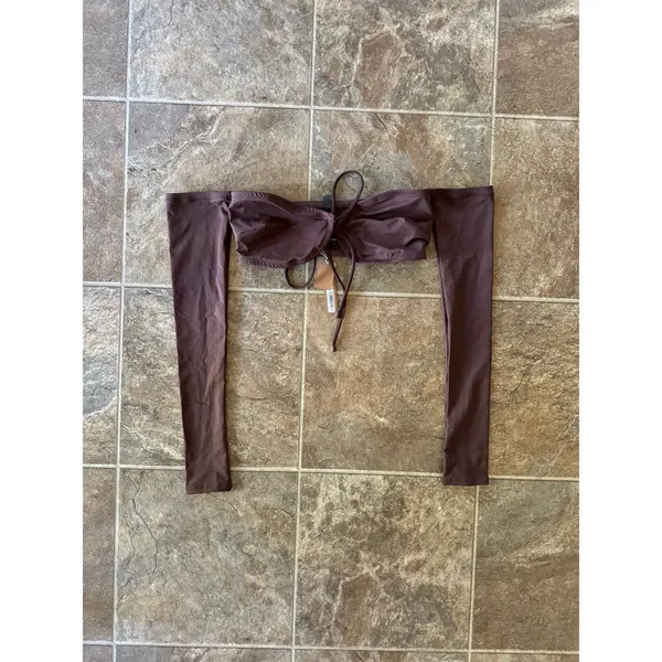 SKIMS Swim Long Sleeved Bikini Top Cocoa Size Small - Image 7