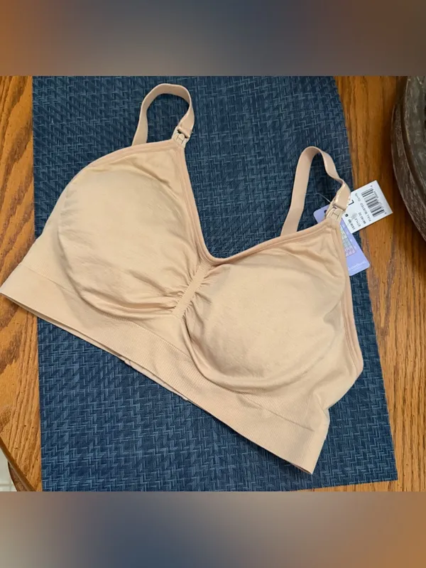 Motherhood Maternity Beige Seamless Nursing Bra with Clip-Down Straps - Image 2