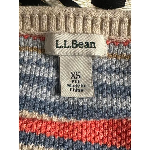 L.L. Bean textured multicolored striped long sleeve pullover sweater Size XS - Image 6