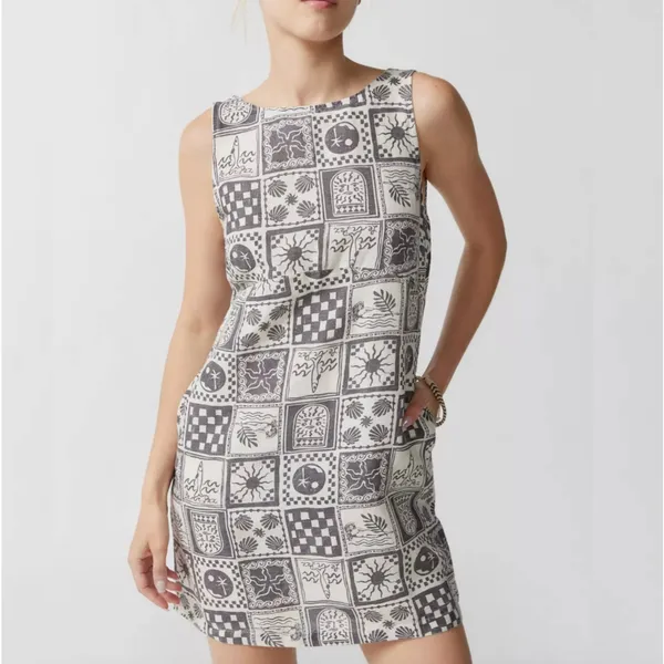 Urban Outfitters Charlotte Linen Mermaid Print Shift Dress XS NWT Nautical Mini - Image 2