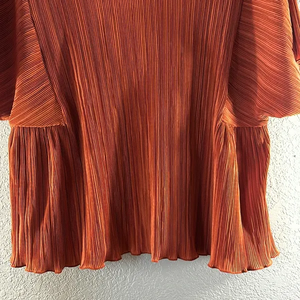 Madewell Texture & Thread Micropleat Top in Burnt Orange - Image 4