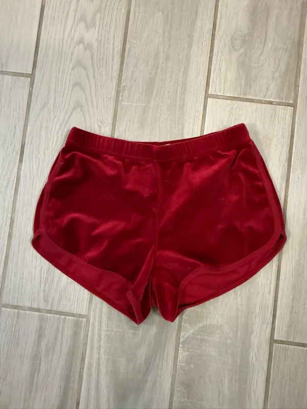 Hollister Red Velour Athletic Shorts - Image 3