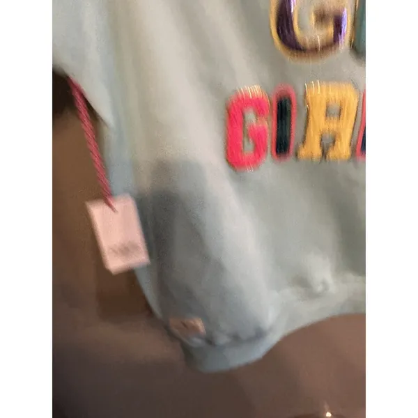 Simply Southern Let's Go Girls Sequin Lightning Bolt‎ Sweatshirt Light Blue S - Image 5