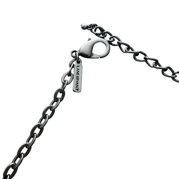 Lane Bryant Hammered Hammered Metal Double Strand Necklace/Yellow Glass Accents - Image 4