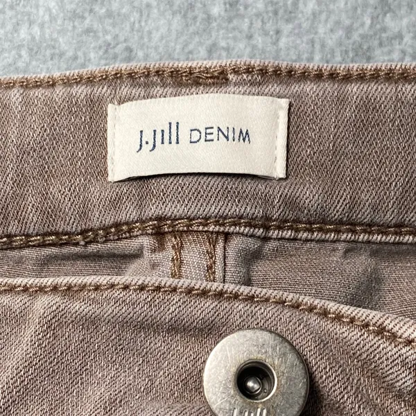 J. Jill Denim Authentic Fit Cropped Jeans Women's Sz 2P Tan/Taupe Raw‎ Hem EUC - Image 6