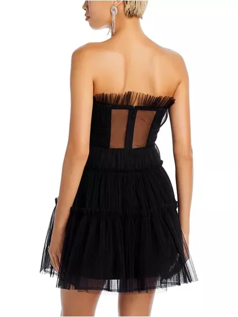 Classic Strapless Black Tulle Cocktail Dress S - Image 5