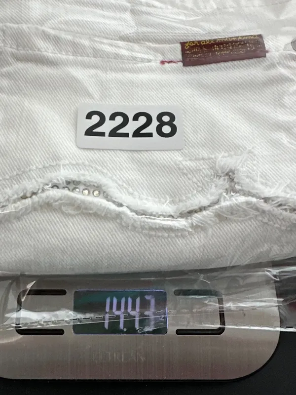 7 For All Mankind Sz 27 White Denim Low-Rise Skinny Jeans Y2K Rhinestone Pockets - Image 11