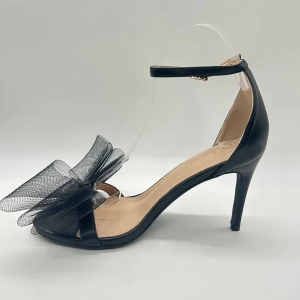 Allegra K Heels Sandals Women 8 Black Mesh Bow Pointed‎ Toe Slip On Dressy New - Image 2