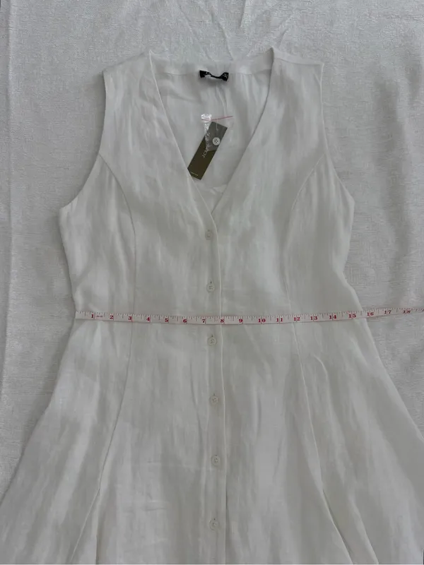 NWT J.Crew White 100% Linen Button Front Fit & Flare Dress Size 6 - Image 8