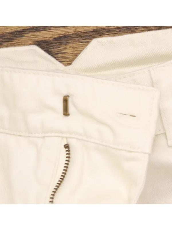 Woolrich X TGT Mid-Rise Barrel Leg Cargo Denim Jeans Pants Cream Off White 17 - Image 5