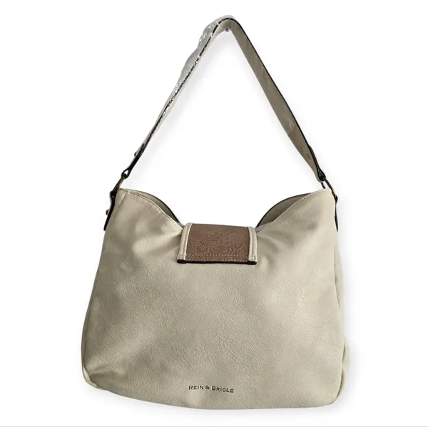 Western‎ Style Embossed Ivory/Tan Shoulder Bag - Image 3