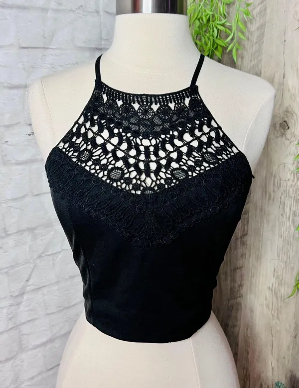 Lace Crop Top Black - Image 2