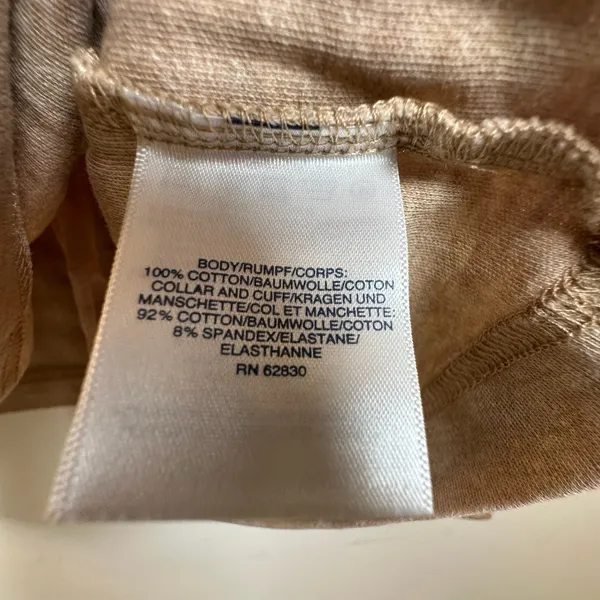 Lands End Relaxed Fit Mock Neck Long Sleeve Top Tan Heather XL 18 - Image 4
