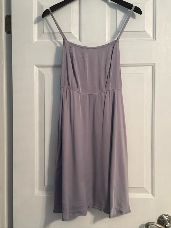 By Anthropologie Purple Smocked Satin Mini Dress - Image 2