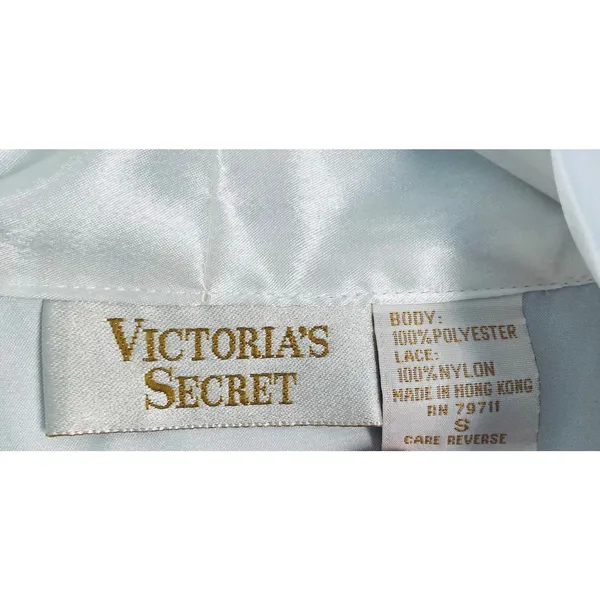 Vintage Gold Label Victoria's Secret Long Robe White Lace Details Small - Image 5