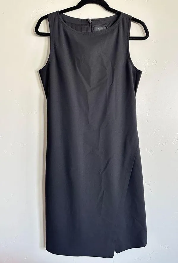 Theory Risbana New Stretch Wool Sheath Dress Black size 6 - Image 6