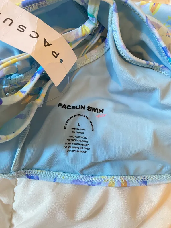 Pacsun Blue Floral Bikini Top Size L - Image 3