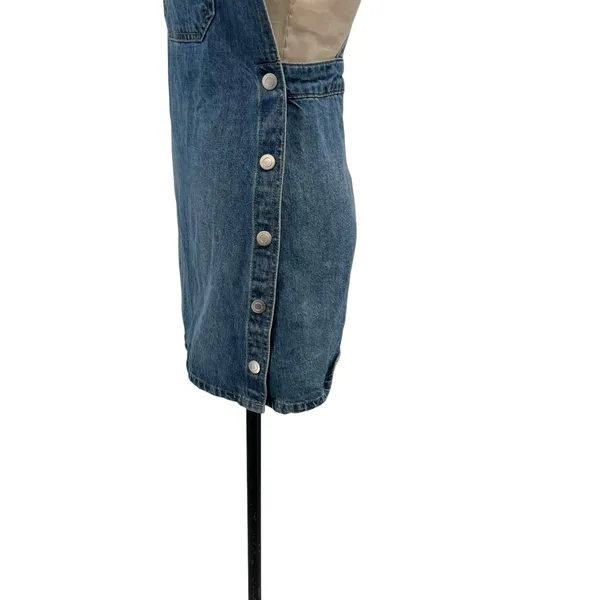 Free People Louise‎ Denim Skirtall Overall Dress Medium Wash Blue Size 0 - Image 8