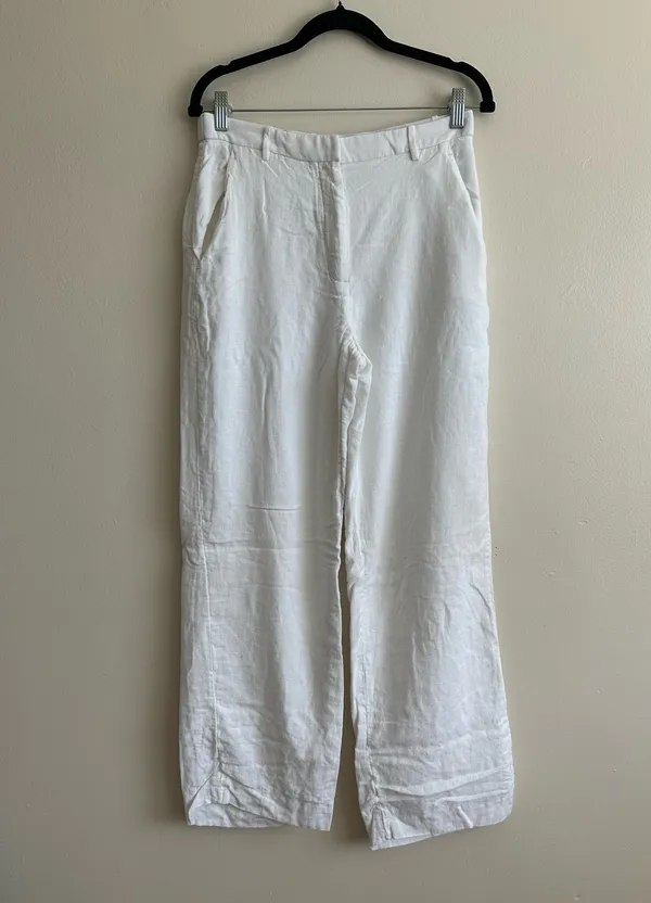 Abercrombie & Fitch White Linen Lined Blend Trousers Pant Size 27/4 - Image 3