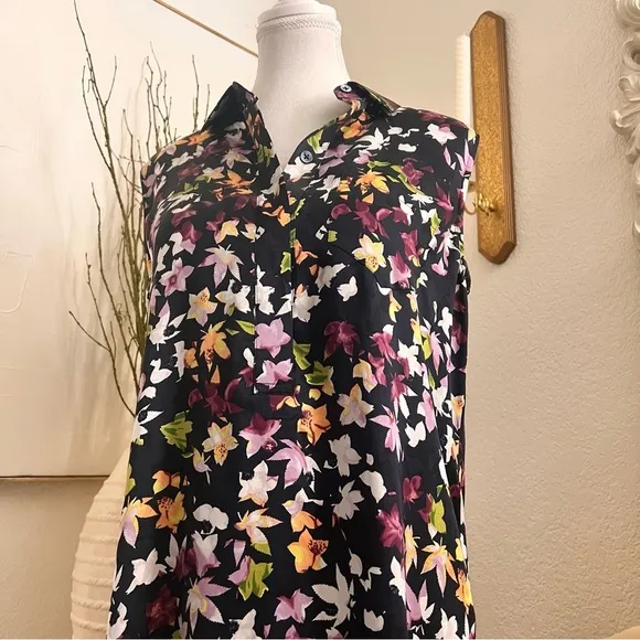 EQUIPMENT Femme Tira Sleeveless Floral Print Silk Dress‎ Asymmetrical Hem Size S - Image 3