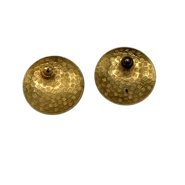 Vintage‎ Cloisonne Earrings Red Purple Flower Enamel Earrings Gold Tone Studs - Image 2