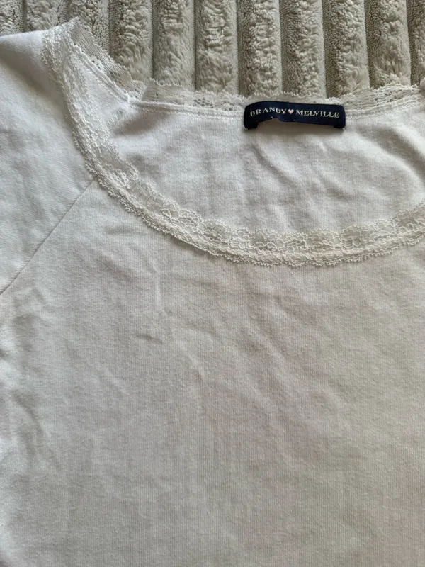 Brandy Melville white lace short sleeve  - Image 2
