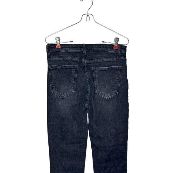 Risen Women's Jeans‎ Mid Rise Raw Hem Skinny RDP1420 Denim Dark Wash Black 28/7 - Image 9
