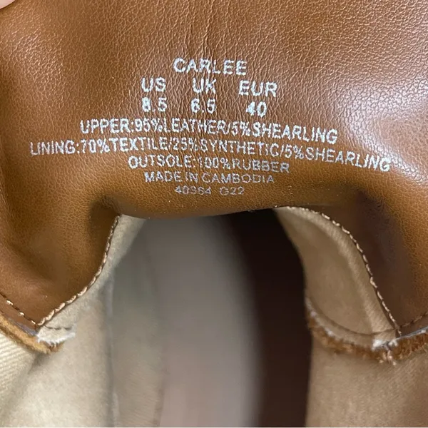Lauren Ralph Lauren Carlee suede tan combat lace-up boots fauxshearling 8.5 New - Image 8