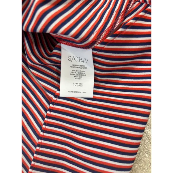 Cabi 5335 Red White Blue Striped Split V-Neck Blouse Womens‎ Small Long Sleeve - Image 6