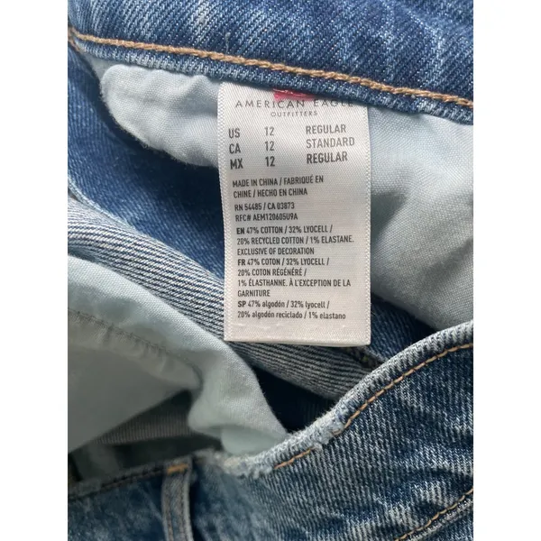 American Eagle Super High-Rise Straight Jeans Womens 12 Regular Blue Denim - Image 4