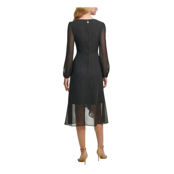 Tommy Hilfiger Surplice Neckline Knee Length Evening Hi-Lo Dress Black Multi 16 - Image 7