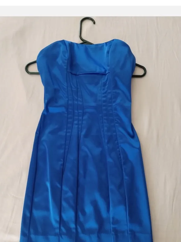 bebe Cobalt Blue Strapless Satin Cocktail Dress - Image 2