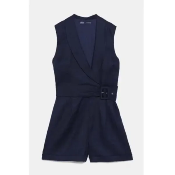 ZARA Dark Navy Blue Sailor Retro Sleeveless Romper - Image 7