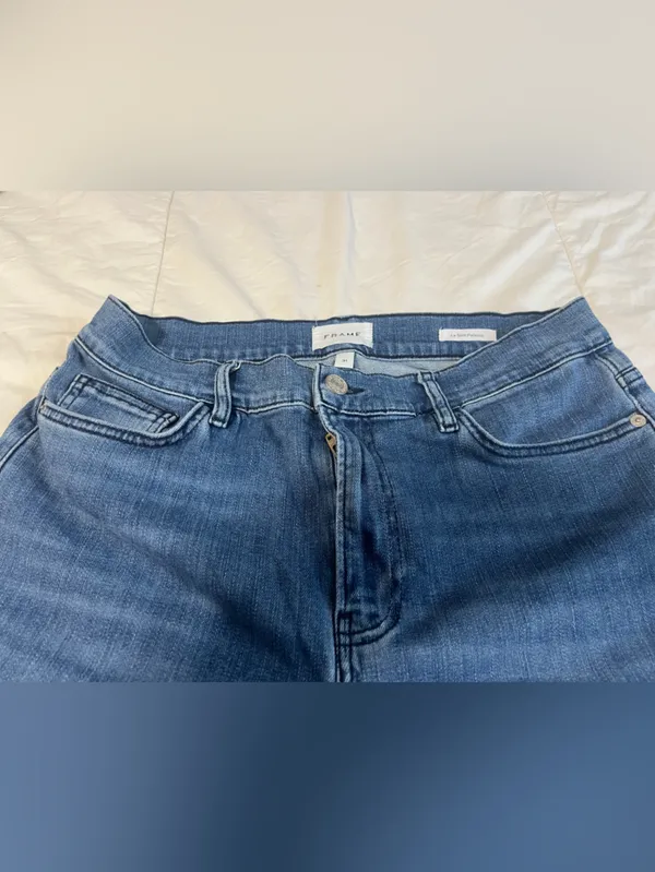 Frame Wide Leg High-Rise Blue Denim Jeans - Image 3