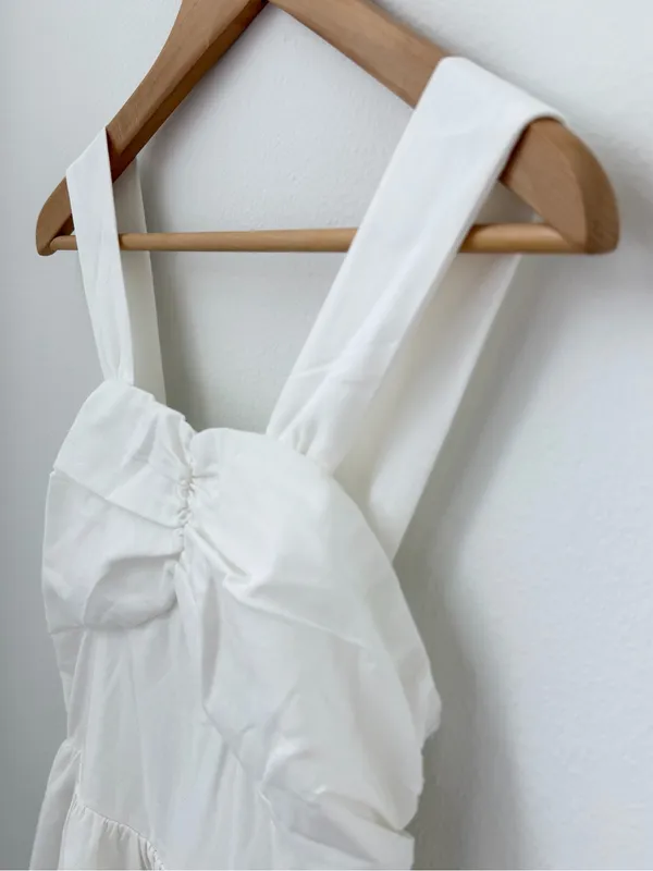 Cider Linen Blend Square Neck Shirred White Midi Dress XS NWT Cottagecore - Image 8