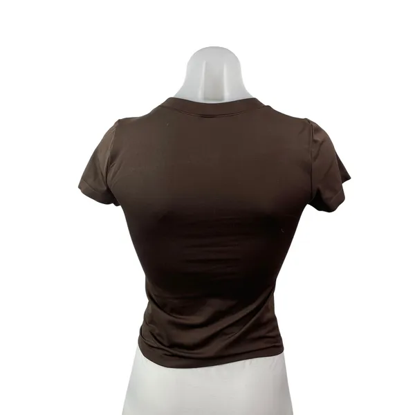 Aritzia Sunday Best Women's Brown Crew Neck Short Sleeve Crop Tee T-shirt Top S - Image 4
