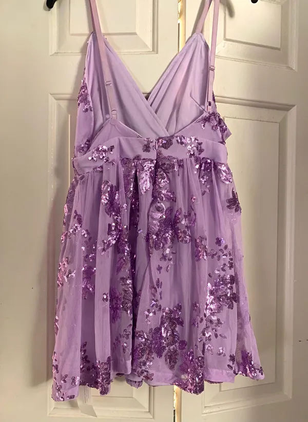 Lilac Glitter-Flowery Dress - Image 2