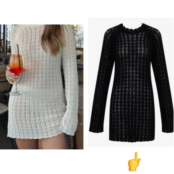 Anthropologie NWT Medium Rumored Black Beyond the Sea Fishnet Knit Mini Dress - Image 3