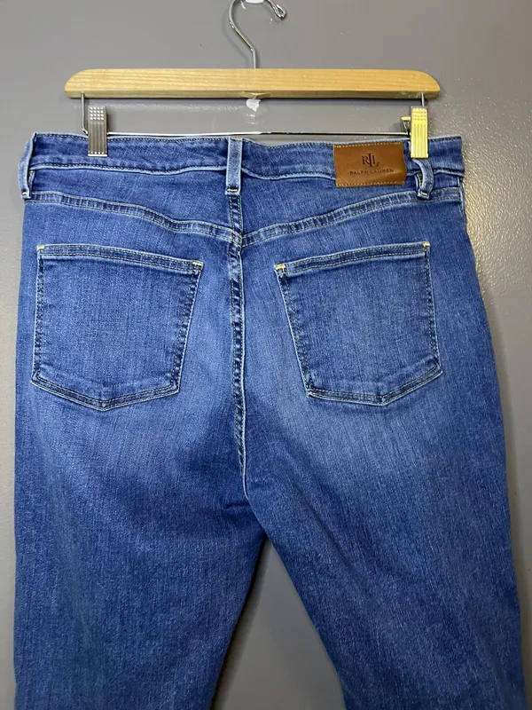 Lauren Ralph Lauren Jeans Womens 12P Petite Blue Med Wash Skinny Stretch Denim - Image 5