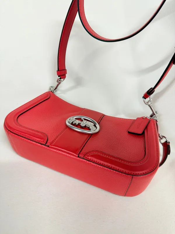 Coach Georgie Red Satchel Leather Crossbody Bag 5500 - Image 5
