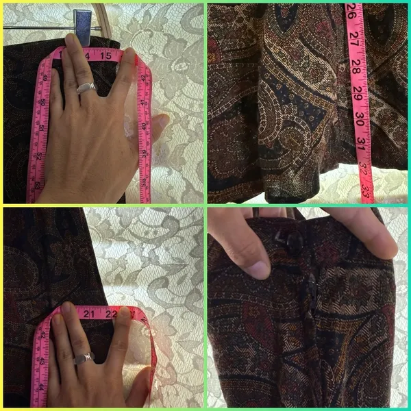 Bohemian Paisley midi Skirt vintage brown black 90s medium euc - Image 8