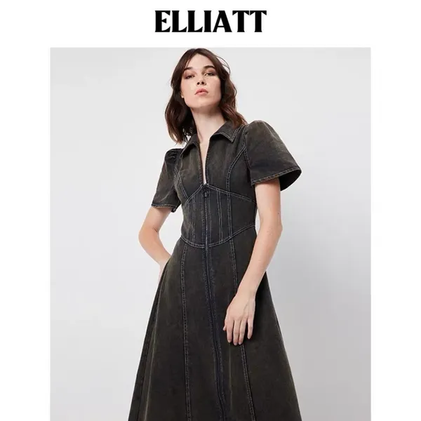 ELLIATT Matisse Denim Short Sleeve Midi Dress Black Size S NWT - Image 5