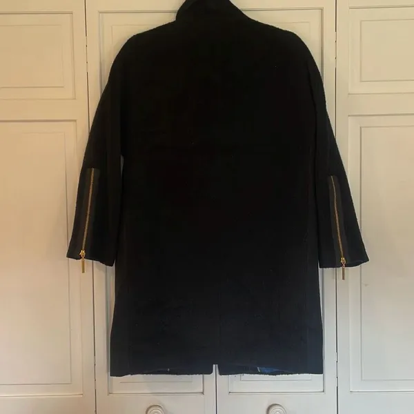 T Tahari wool blend black funnel neck snap closure peacoat 8 - Image 8