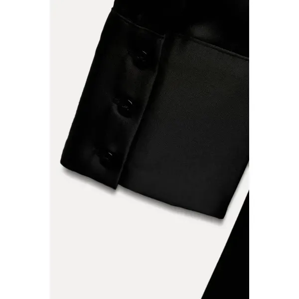 Zara Short Satin Black Dress Sz XS NWOT #4764 LBD Glam Cocktail Date - Image 5