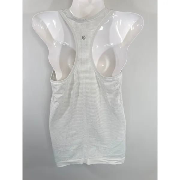 Lululemon‎ Swiftly Tech Racerback Tank Top 2.0 White Grey Stripe Size 6 Slim Fit - Image 4